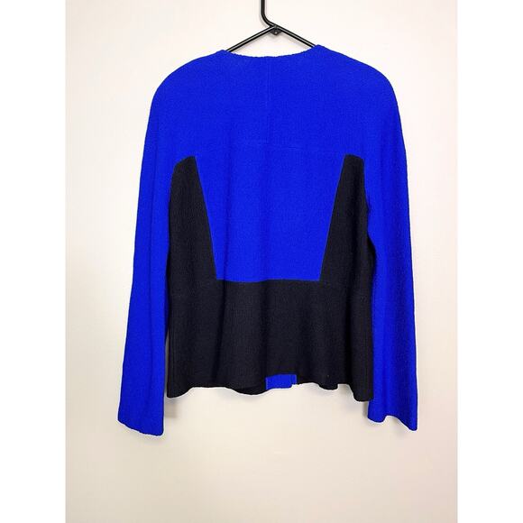 St. John Collection Black Blue 2 Piece Jacket Dress Set Santana Knit Size 12 14 - Picture 8 of 13